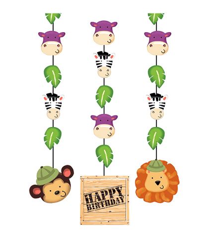 Party Propz Jungle Theme Hanging Decorations Multicolour - Pack Of 3 - 2272186