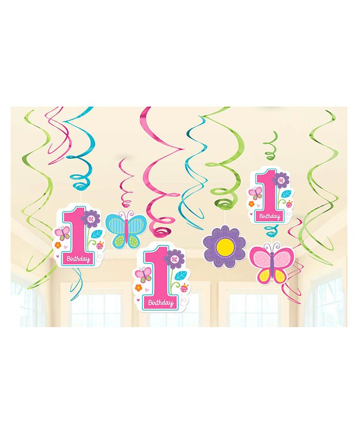 Wanna Party First Birthday Themed Swirl Decoration Multicolour - Pack Of 12