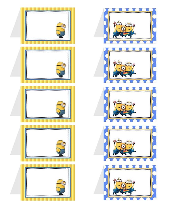 Party Propz Minions Theme Menu Cards Blue & Yellow - Pack Of 10