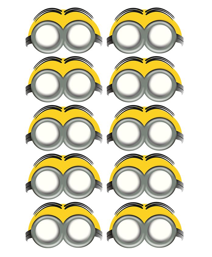 Party Propz Minions Theme Mask Blue & Yellow - Pack Of 10