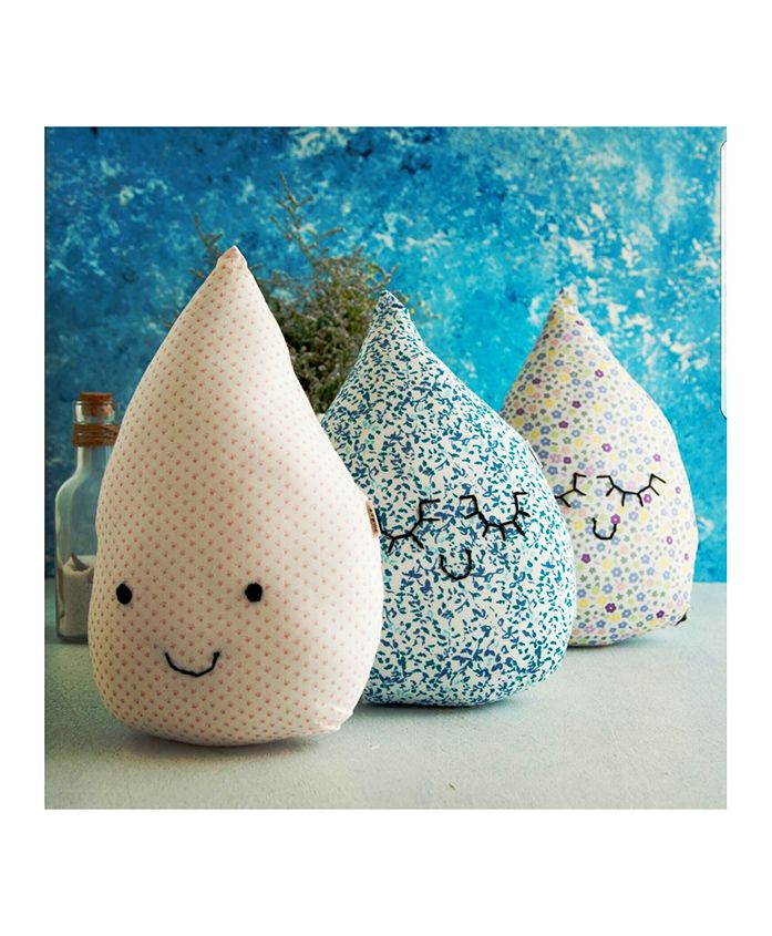 BOBTAIL By Misha's Creation Rain Drops Shaped Cushion Set Of 3 - Multicolour