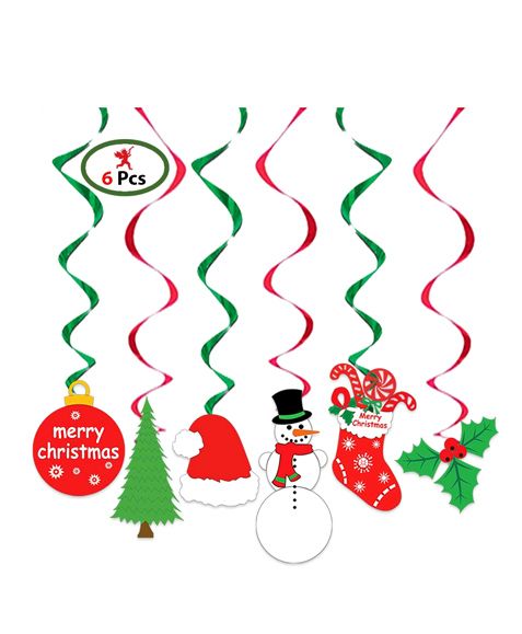 Party Propz Christmas Themed Swirls Decoration Red & Green - Pack Of 6