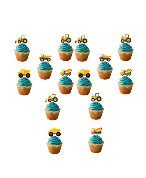 Party Propz Construction Cupcake Topper Multicolour - 14 Pieces