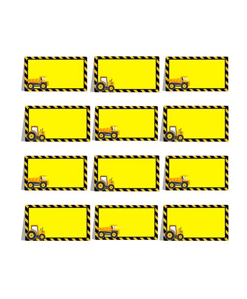 Party Propz Construction Theme Menu Cards Yellow - Pack Of 12