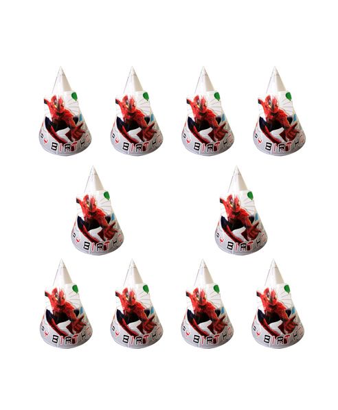 Party Propz Spiderman Themed Party Caps Red - 10 Pieces