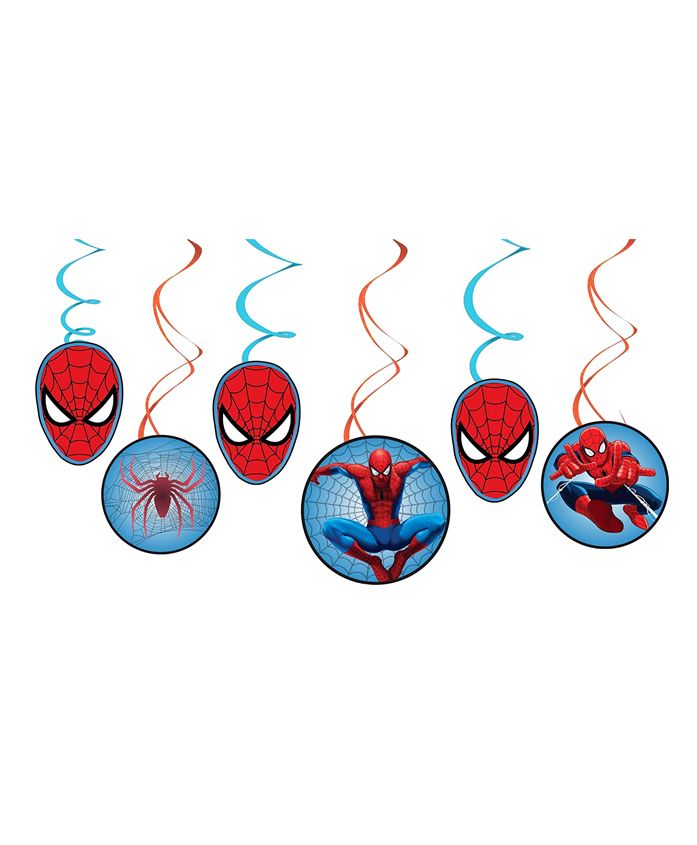 Party Propz Spiderman Themed Swirl Decoration Red & Blue - 6 Pieces