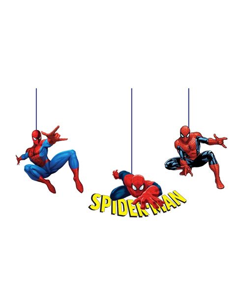 Party Propz Spiderman Themed Ceiling Hangers Red & Blue - 3 Pieces