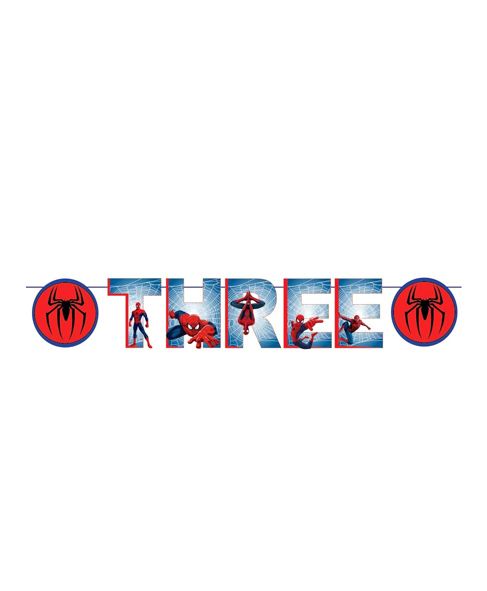 Party Propz Spiderman Themed Third Birthday Party Banner - Red & Blue