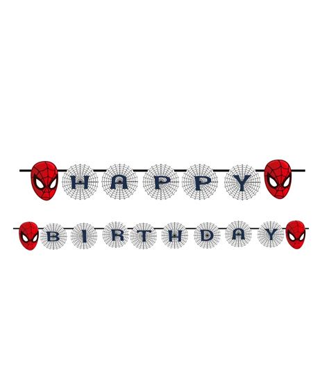Party Propz Spiderman Themed Happy Birthday Banner - Red & Grey