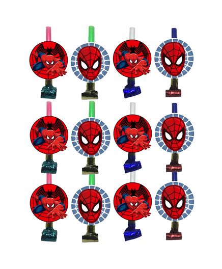 Party Propz Spiderman Themed Blowout Red - 12 Pieces