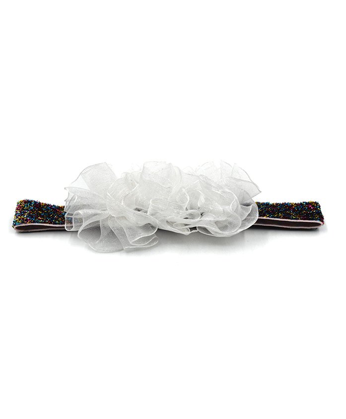 Magic Needles Netted Floral Motif Headband - White