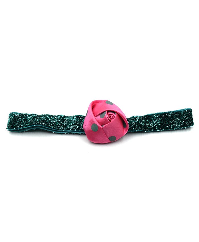 Magic Needles Rose Applique Glittery Headband - Pink