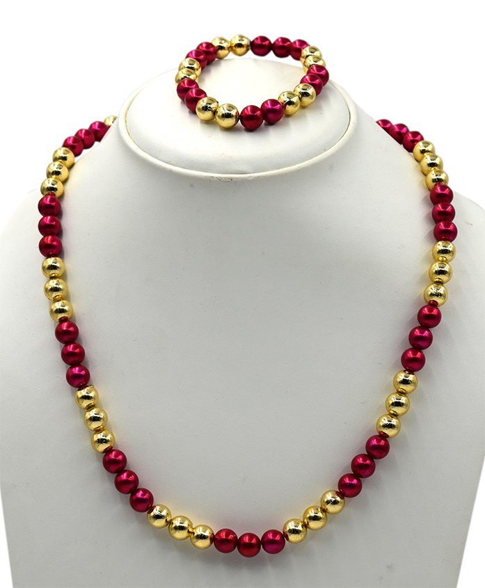 Magic Needles Necklace & Bracelet Set - Pink Golden
