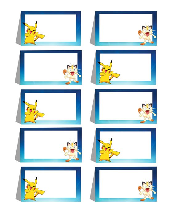 Party Propz Pokemon Themed Menu Card Blue - 10 Pieces