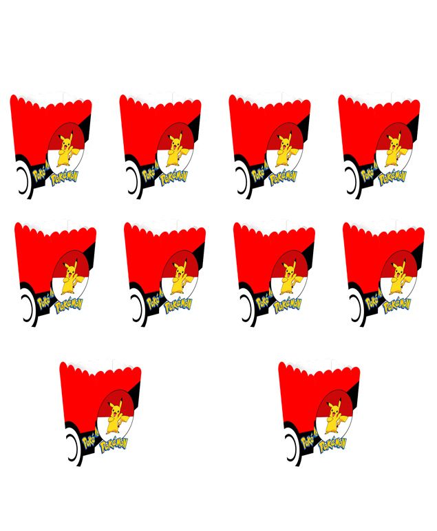 Party Propz Pokemon Themed Popcorn Boxes Red - 10 Pieces