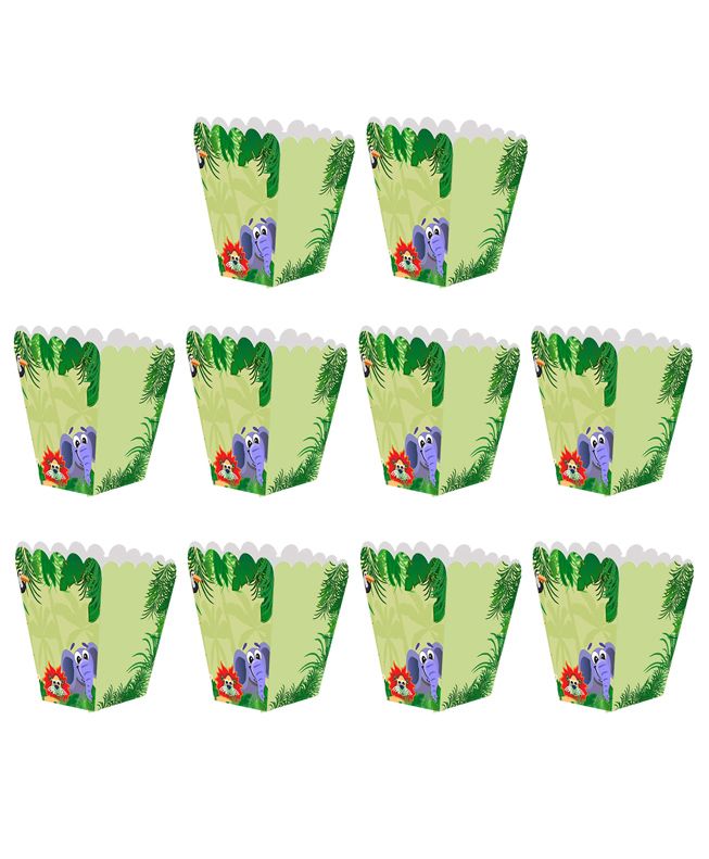 Party Propz Jungle Theme Popcorn Boxes Green - Pack Of 10
