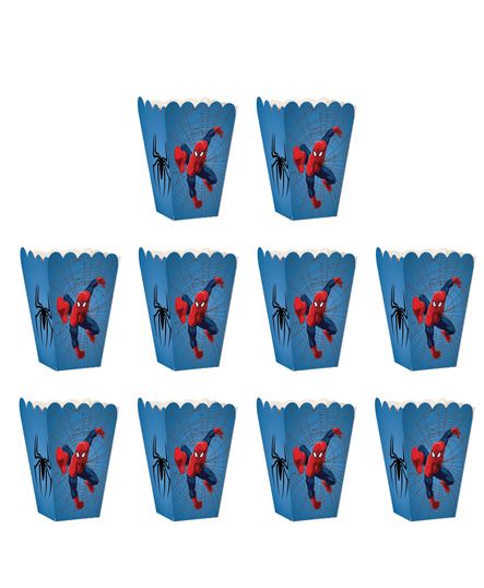 Party Propz Spiderman Themed Popcorn Box Blue - Pack Of 10