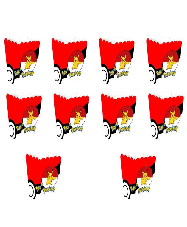 Party Propz Pokemon Themed Popcorn Box Red - Pack Of 10