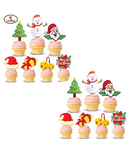Party Propz Christmas Cupcake Topper Multicolor - Pack Of 14