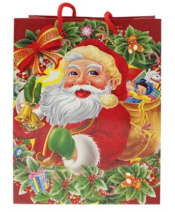 Party Propz Christmas Return Gift Bag Santa Design Red - Set Of 6
