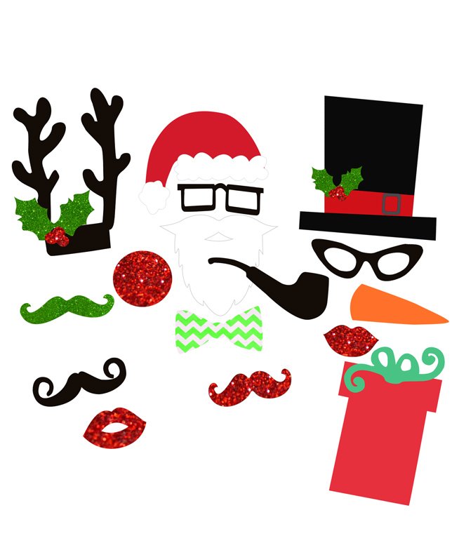 Party Propz Christmas Theme Photo Booth Props Multicolor - 17 Pieces