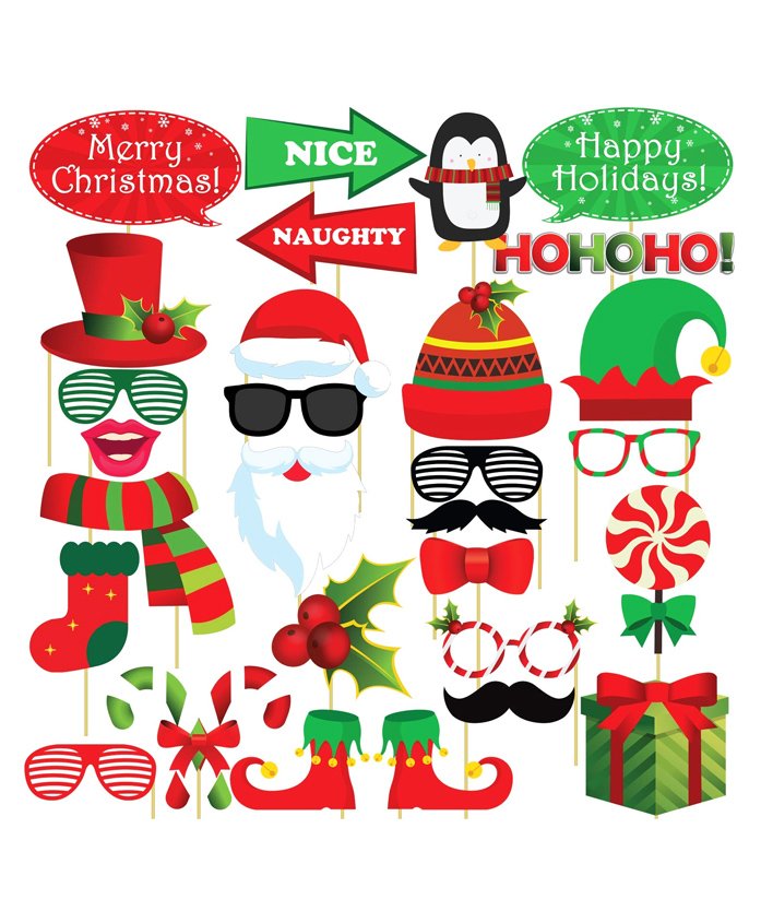 Party Propz Christmas Photo Booth Props - 29 Pieces - 2450505
