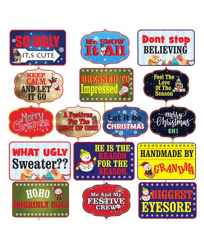 Party Propz Christmas Photo Booth Props - 16 Pieces