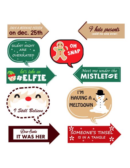 Party Propz Christmas Photo Booth Props - 10 Pieces