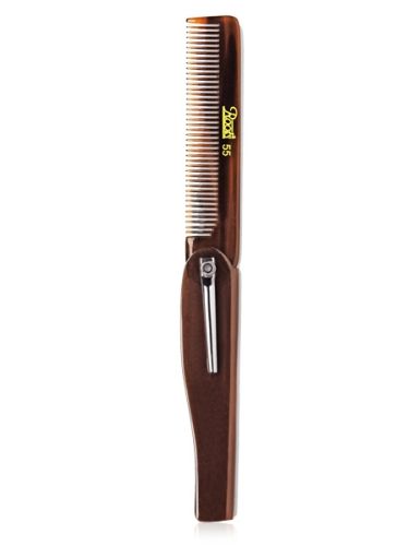 Roots Brown Folding Pocket Comb with Clip - 55