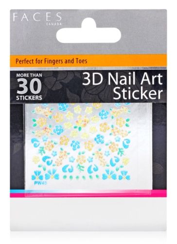 Faces 3D Nail Art Sticker - Flower Print