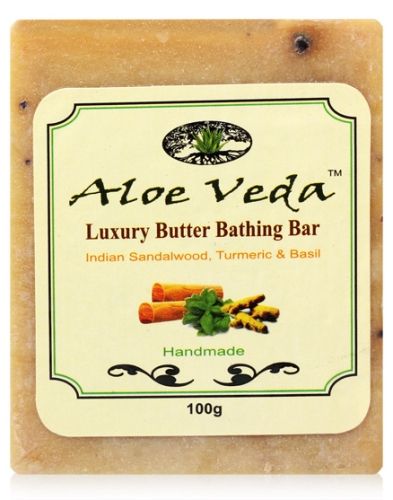 Aloe Veda Luxury Butter Bathing Bar - Indian Sandalwood Turmeric & Basil