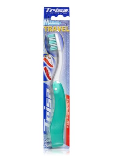 Trisa Medium Travel Toothbrush - Green