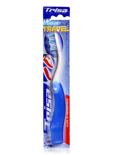 Trisa Medium Travel Toothbrush - Blue