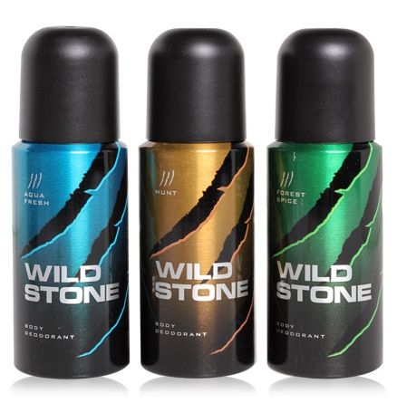 Wild Stone Pack of 3 Deodorants - Aqua Fresh Hunt Forest Spice