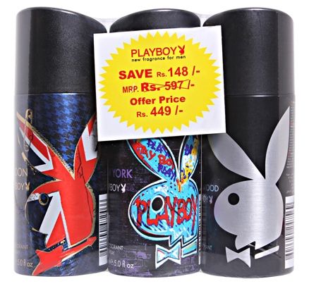Playboy Pack of 3 Deodorant Sprays