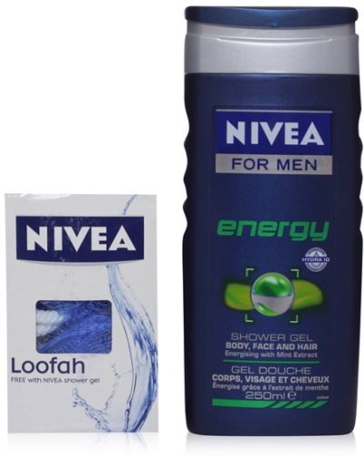 Nivea Energy Shower Gel With Loofah - For Men
