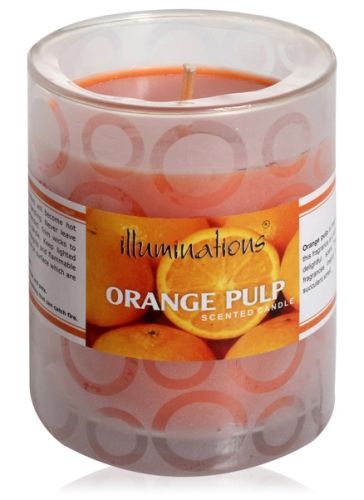 Illuminations Orange Pulp Printed Glass Candle