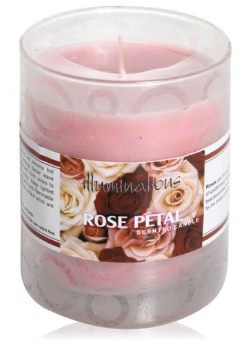 Illuminations Rose Petal Printed Glass Candle