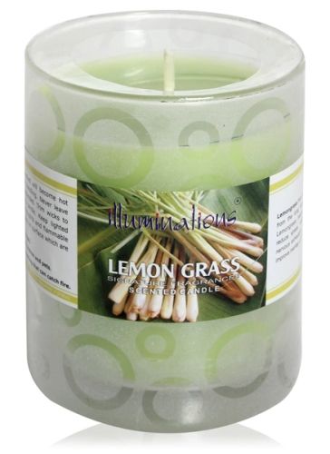 Illuminations Lemon Grass Printed Glass Candle
