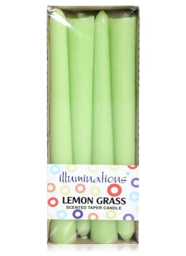 Illuminations Lemon Grass Scented Taper Candle - 4 Pieces