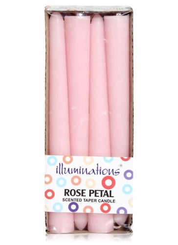 Illuminations Rose Petal Scented Taper Candles - 4 Pieces