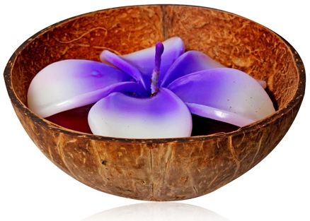 Soulflower Lavender Chaba Flower Candle In Coconut Shell