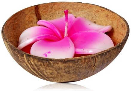Soulflower Pink Chaba Flower Candle In Coconut Shell