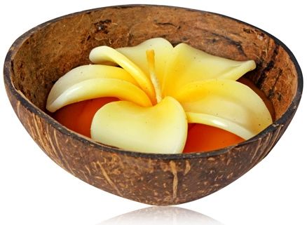 Soulflower Yellow Chaba Flower Candle In Coconut Shell