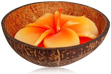 Soulflower Orange Chaba Flower Candle In Coconut Shell