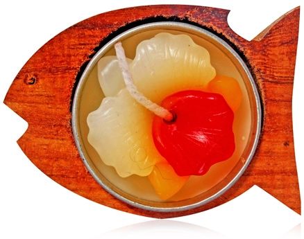 Soulflower Wooden Fish T Light Candle - Yellow Orchid