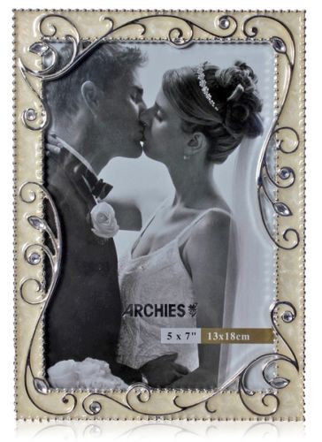 Archies Photo Frame Shiny Silver Zinc With White Epoxy Frame