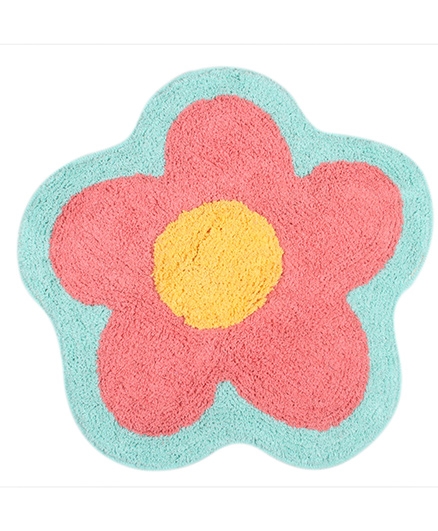 Saral Home Floor Mat Flower Shape - Peach & Yellow