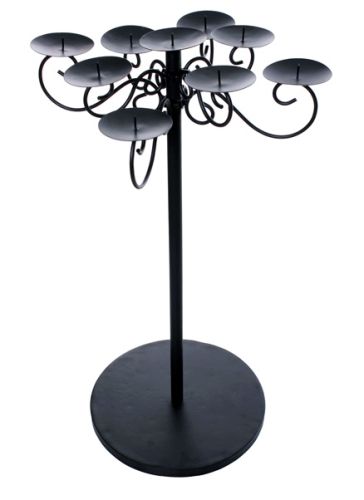 Goyal India - Candle Holder 9 Lights Wrought Iron Pillar With Wilder Base For Stability