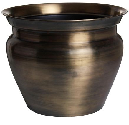 Goyal India - Round Shape Pressed Metal Planter with Brass Antique Finish